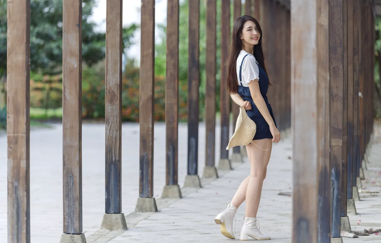 Photo wallpaper girl, beautiful, model, brunette, asian, slim