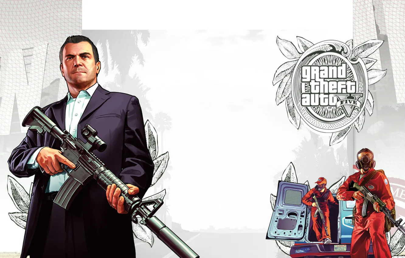 Photo wallpaper weapons, mask, hero, game, xbox360, PS3, gta, GTA