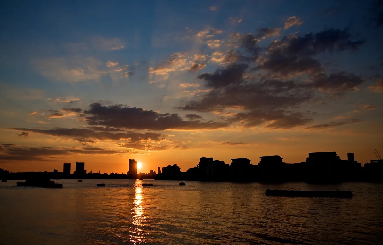 Photo wallpaper sunset, clouds, landscapes, sun, sunny