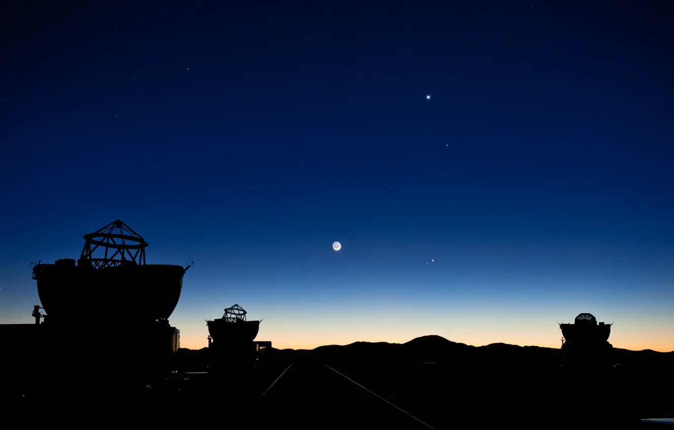 Photo wallpaper The moon, Mars, Jupiter, telescopes