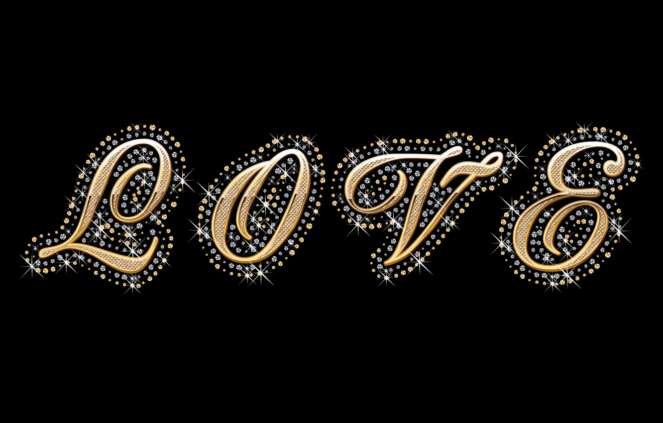 Photo wallpaper love, gold, luxury, letters, Glamour, diamonds