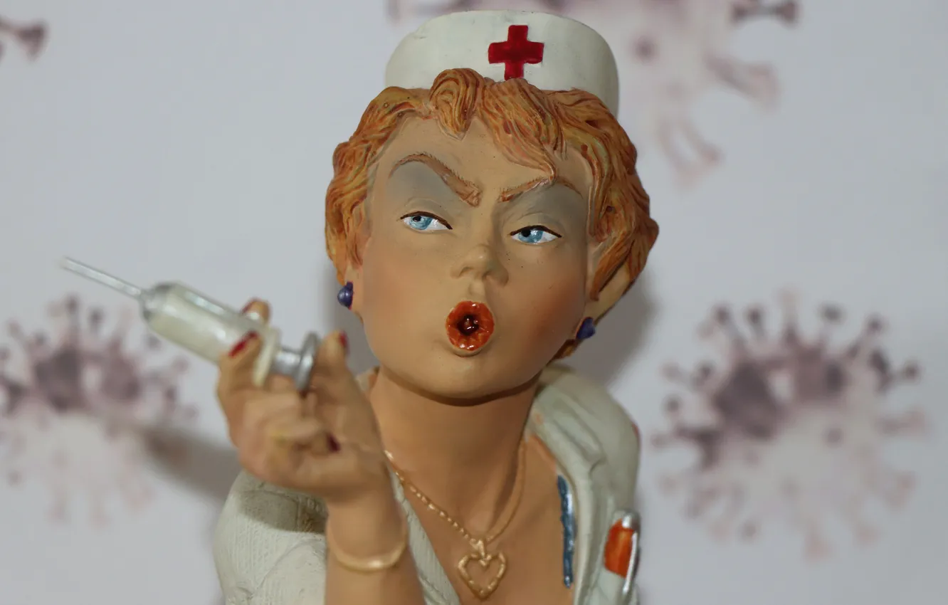 Photo wallpaper woman, doll, Dr., figurine, nurse, figures, a shot, syringe