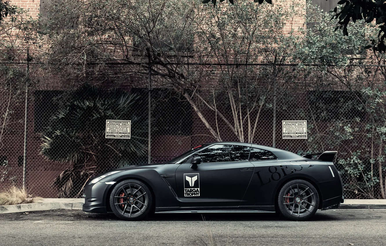 Photo wallpaper Matt, profile, Nissan, GT-R, black, Nissan