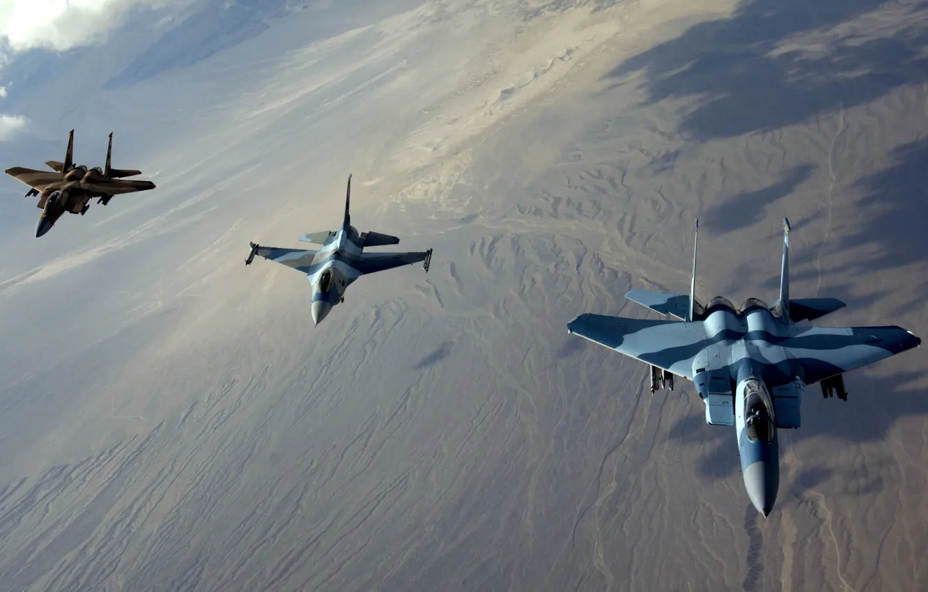 Photo wallpaper group, fighter, the plane, Flies