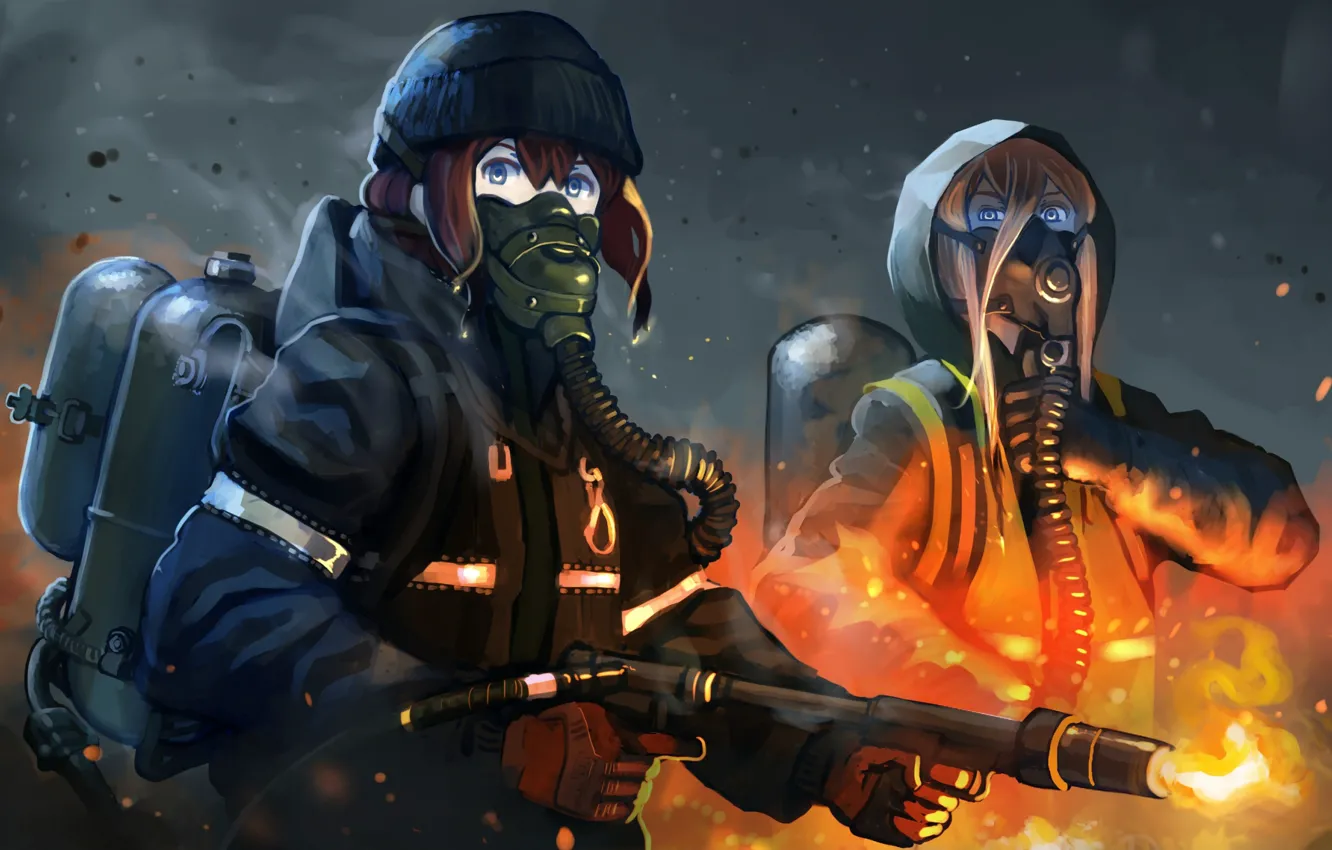 Photo wallpaper girl, Apocalypse, dust, art, flame, girls, quarantine, Tom Clancy's