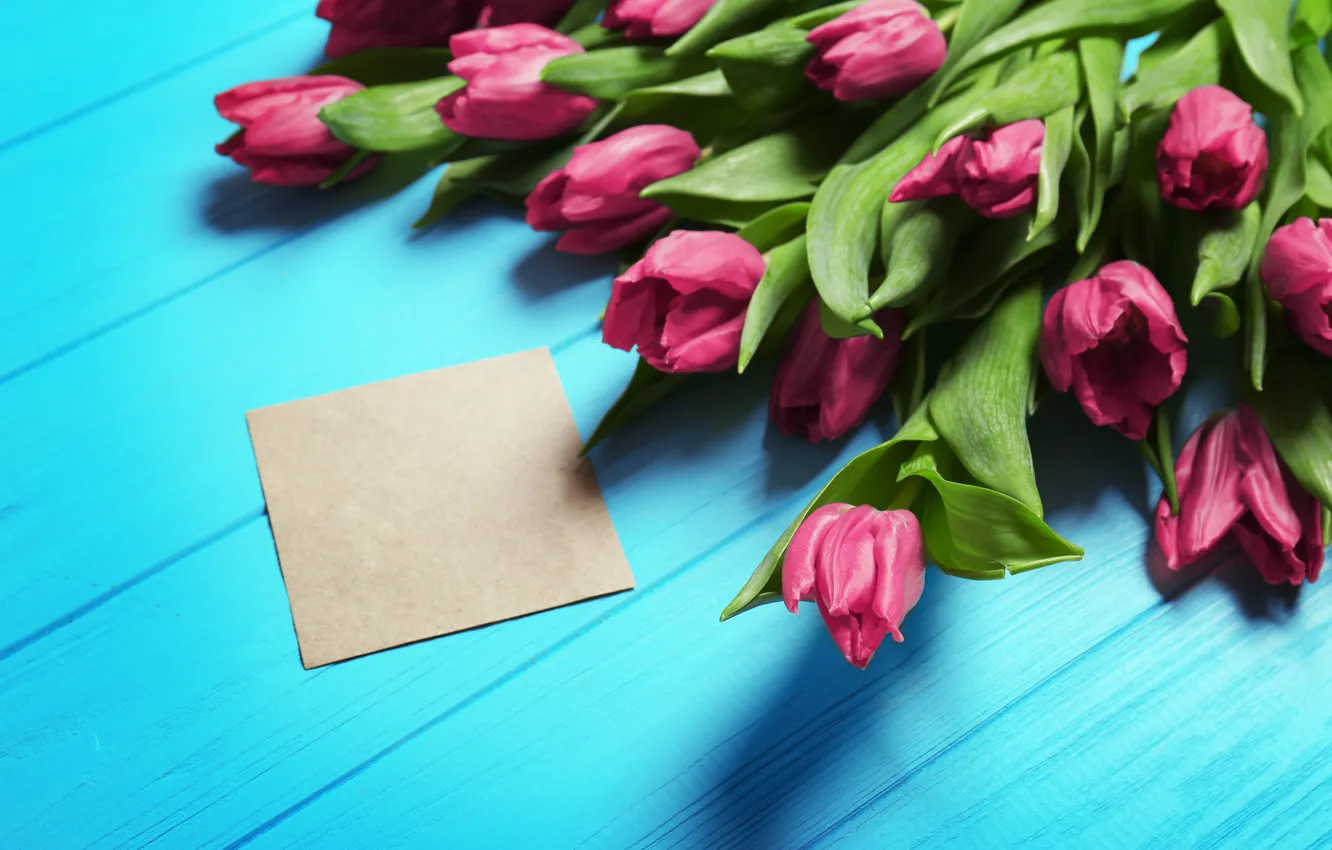 Photo wallpaper flowers, bouquet, tulips, wood, flowers, tulips, spring, purple