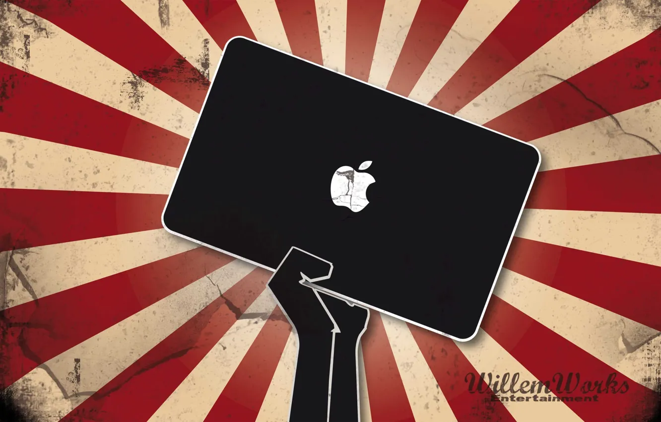 Photo wallpaper apple, Apple, hand, emblem