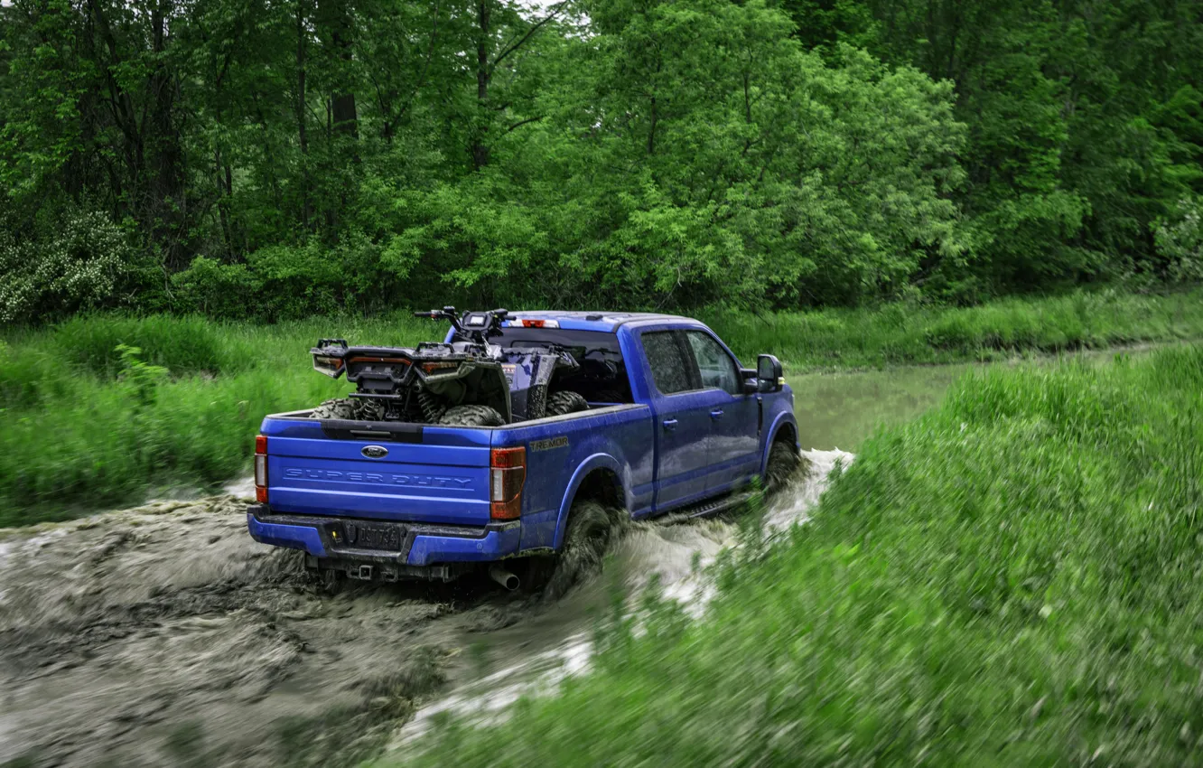 Photo wallpaper blue, Ford, ATV, pickup, Super Duty, F-250, Tremor, 2020