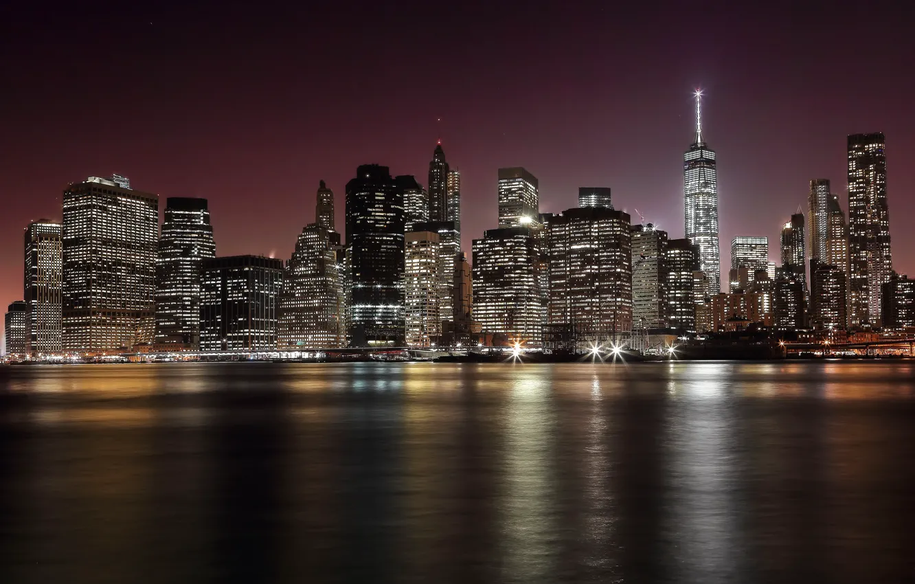 Photo wallpaper night, the city, lights, the evening, USA, New York