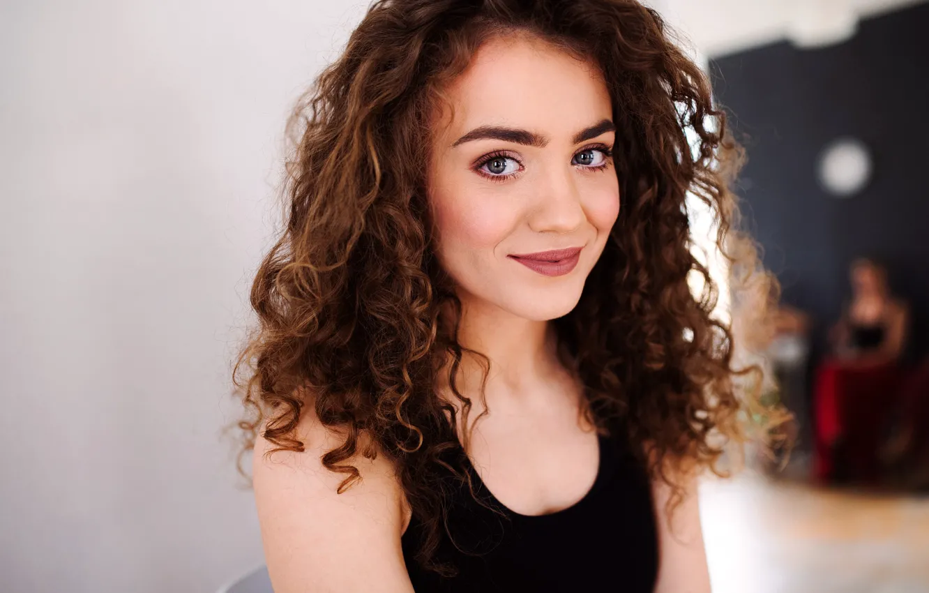 Photo wallpaper look, smile, model, portrait, makeup, hairstyle, brown hair, Jozef Polc