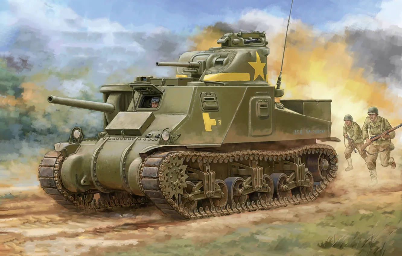 Photo wallpaper USA, Tank, Average, M3 Lee, Armor