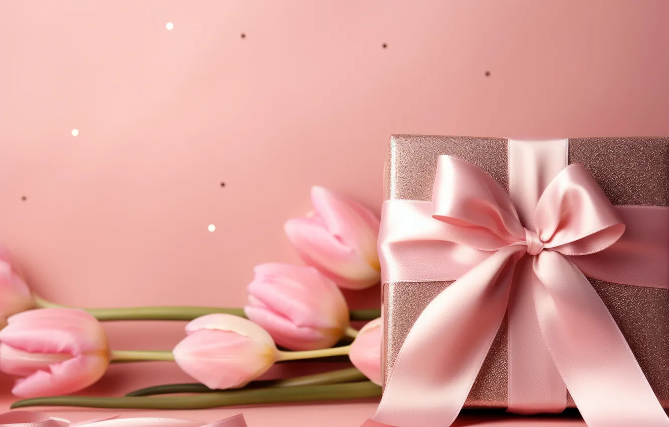 Photo wallpaper flowers, holiday, gift, bouquet, tulips, universal holiday background