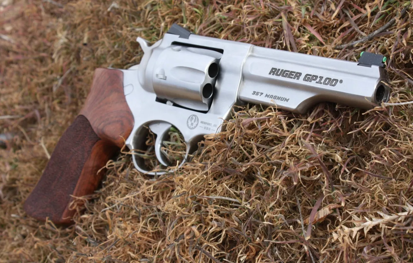 Photo wallpaper grass, revolver, Ruger, revolver, 357 Magnum, GP100