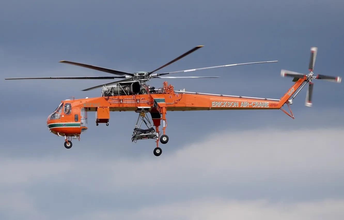 Photo wallpaper the sky, crane, large, helicopter, air, capacity, Sikorsky S-64, Erickson Air-Crane