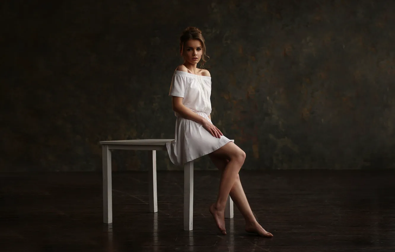 Photo wallpaper girl, portrait, dress, legs, Vyacheslav Shcherbakov