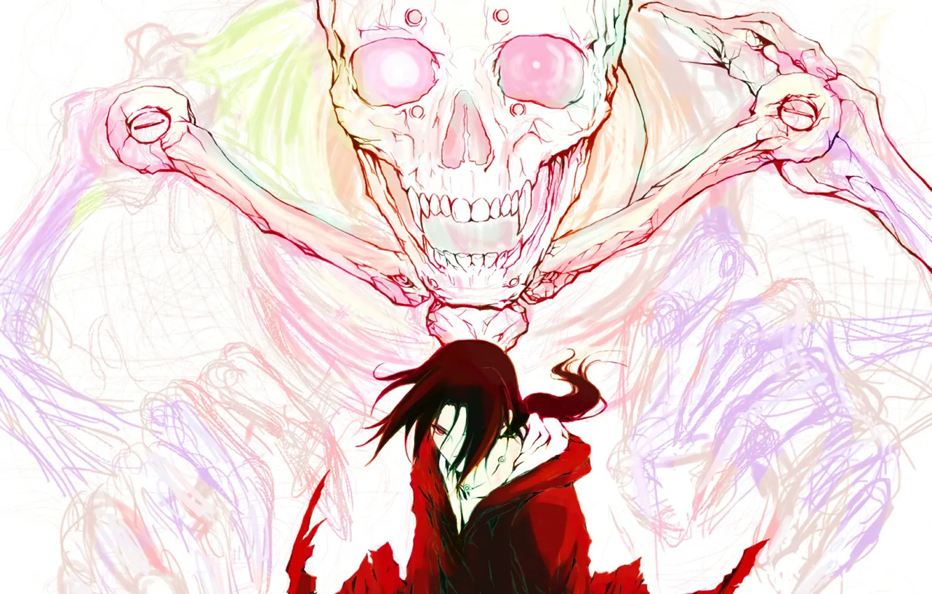 Photo wallpaper anime, art, skeleton, guy, Naruto, Naruto, Uchiha, Uchiha Itachi