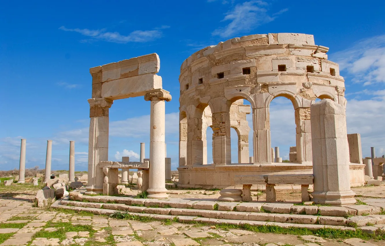 Photo wallpaper ruins, Libya, architecture, history, column, Old Building, historical relic