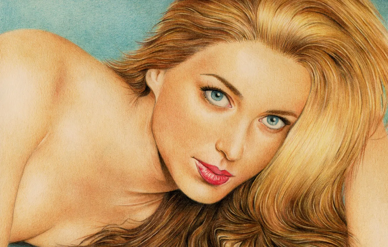Photo wallpaper look, girl, face, actress, blonde, painting, Marta Hazas