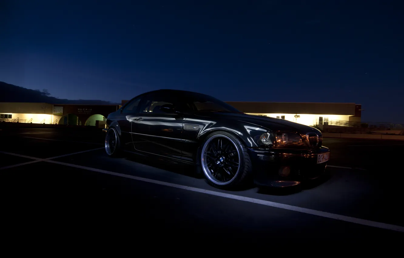 Photo wallpaper night, tuning, BMW, BMW, black, black, tuning, E46
