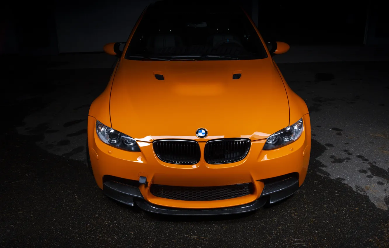 Photo wallpaper BMW, Orange, Front, E90, Face, Sight