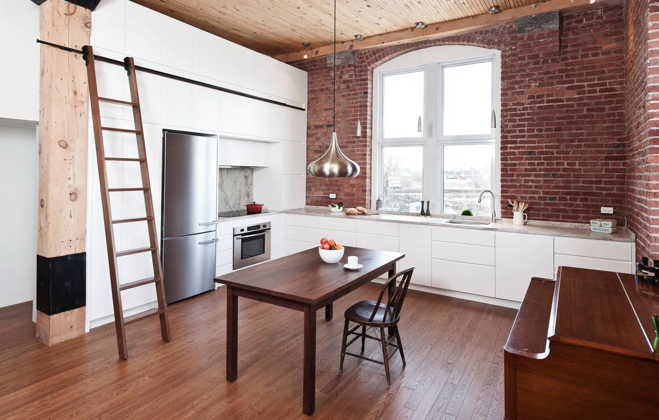 Photo wallpaper design, style, interior, Canada, kitchen, Montreal, Canada, dining room