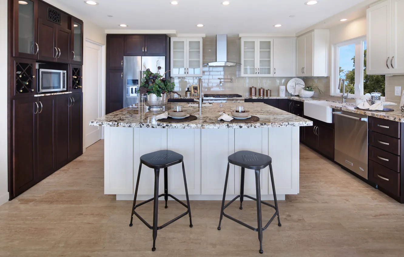 Photo wallpaper design, style, furniture, Villa, interior, kitchen, plate, luxury