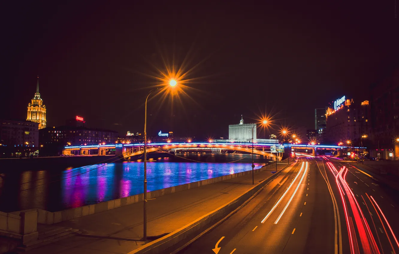 Photo wallpaper night, Moscow, night city, Moscow at night, the city at night