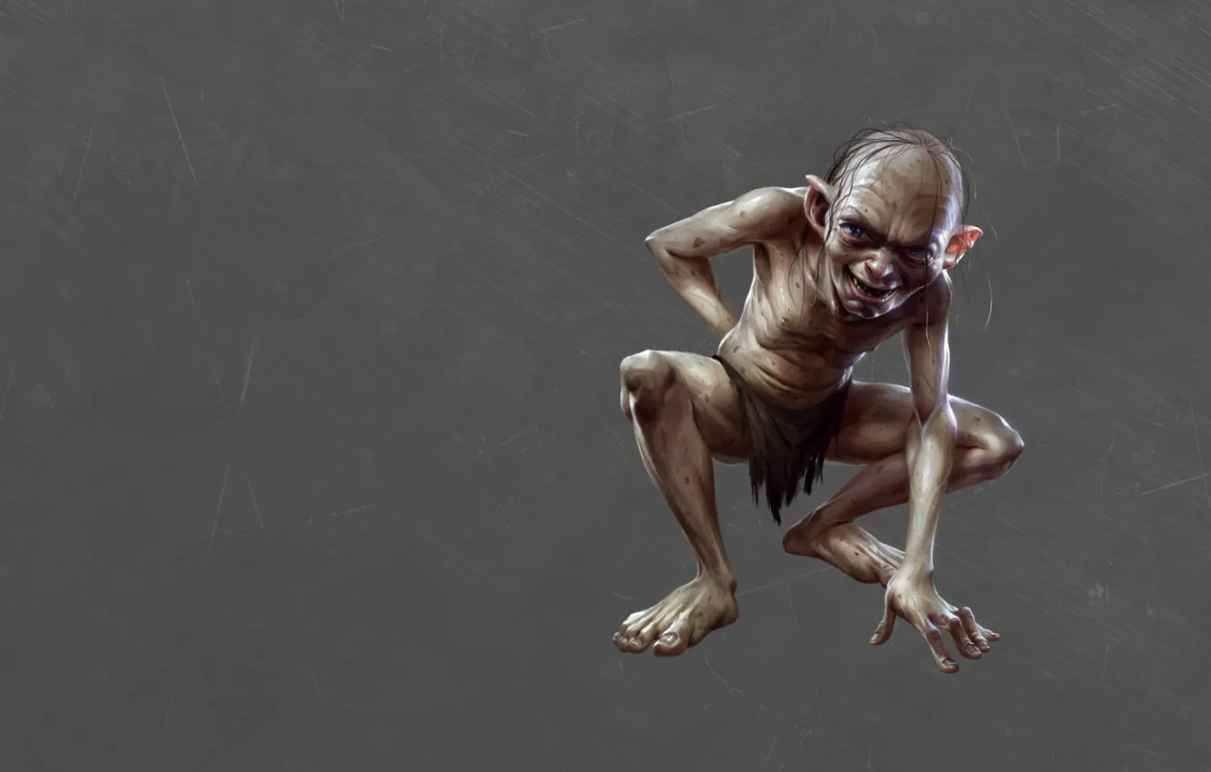 Photo wallpaper smile, Gollum, The Lord of the rings, The Lord of the Rings, Gollum, dark gray …