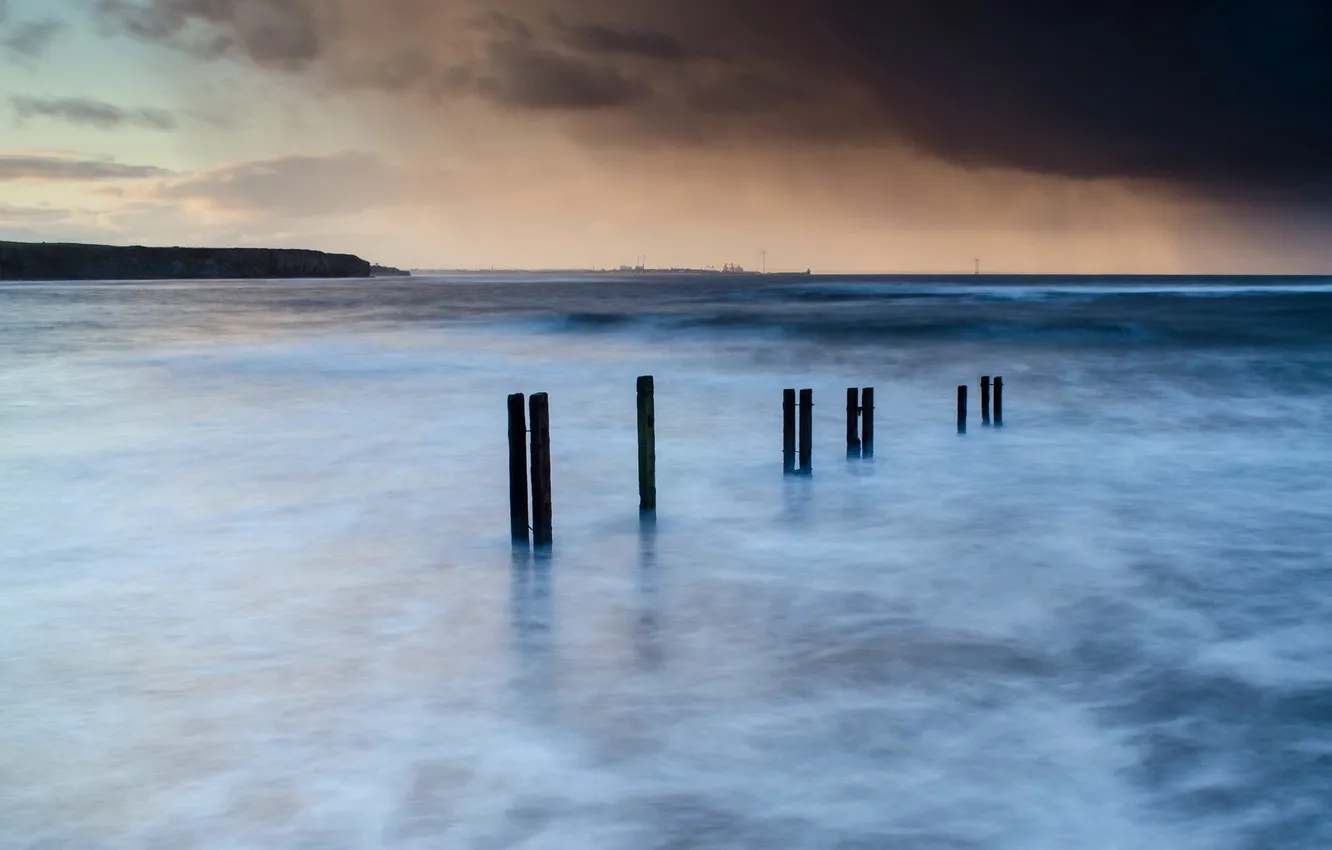 Photo wallpaper sea, landscape, sunset