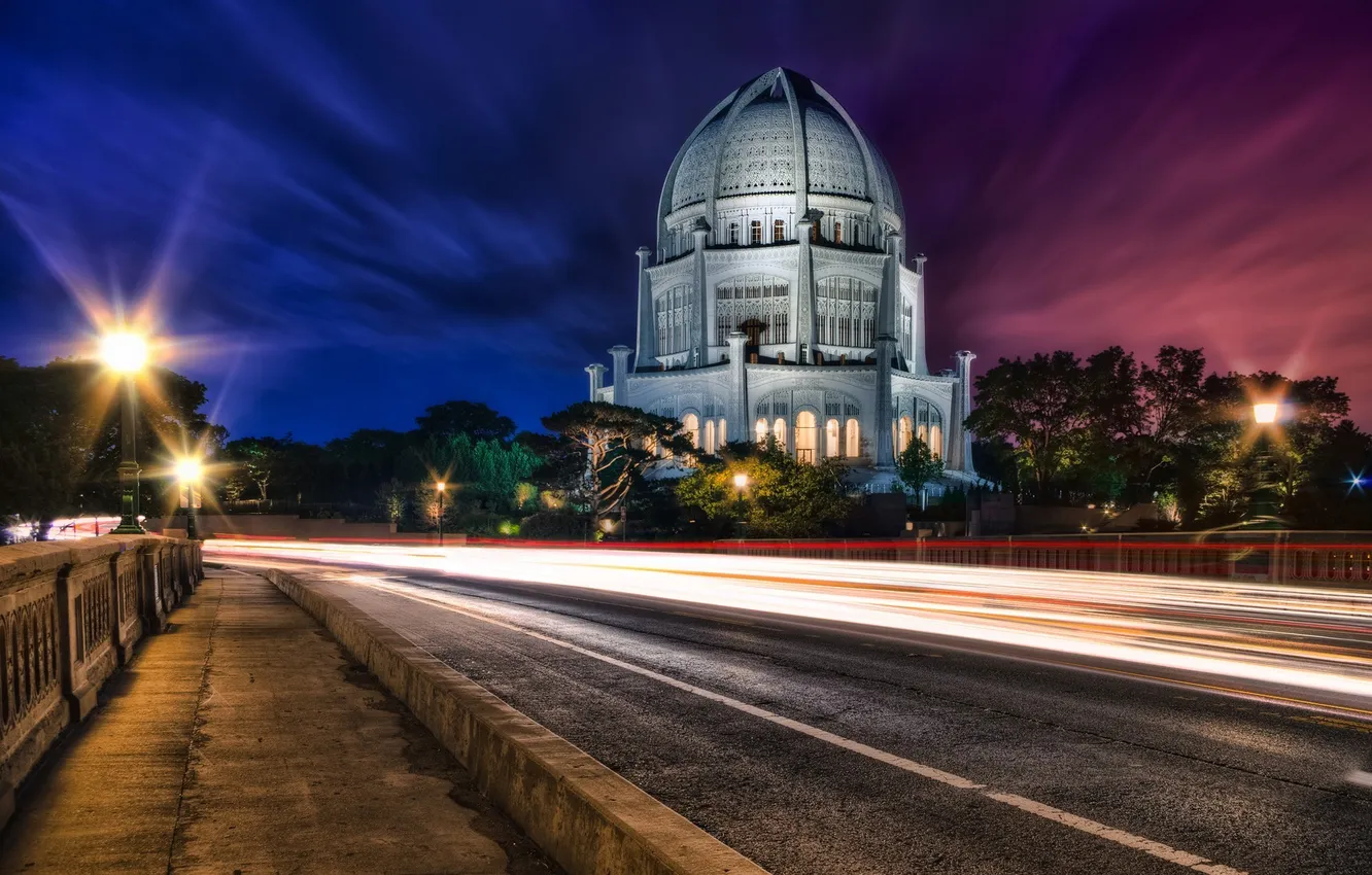 Photo wallpaper night, USA, USA, State Of Illinois, Wilmette