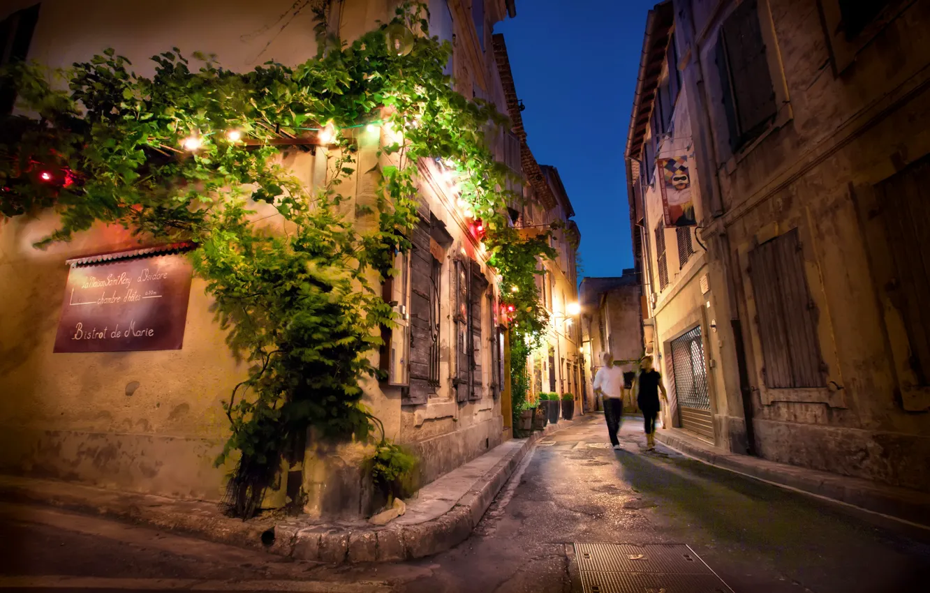 Photo wallpaper night, France, France, Night, Street, Saint Remy de Provence