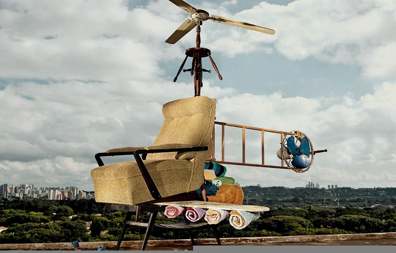 Photo wallpaper things, chair, helicopter