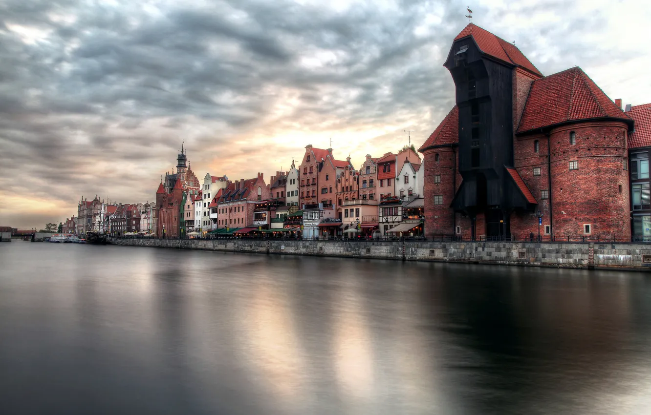 Photo wallpaper river, home, Poland, Gdansk