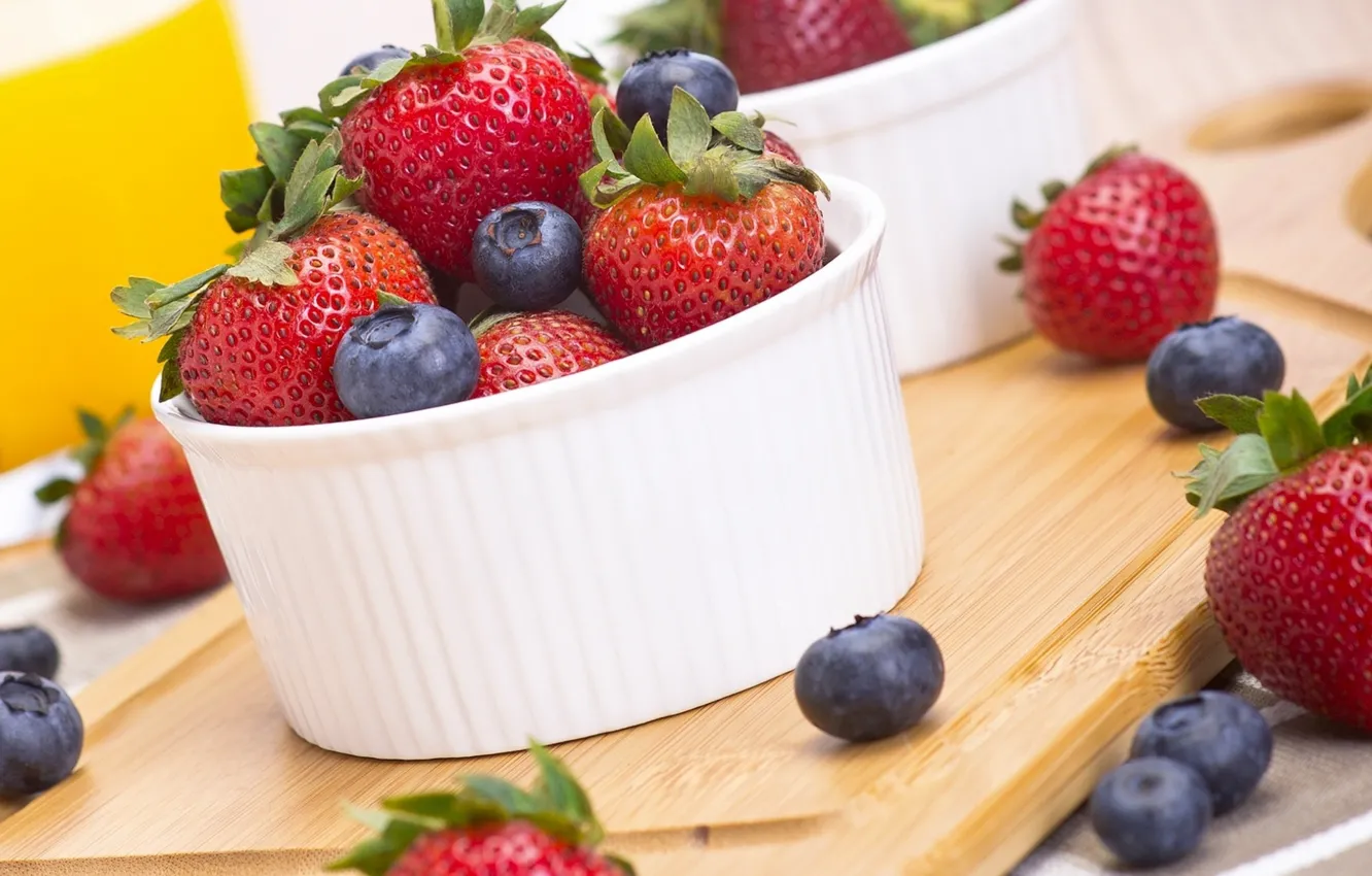 Photo wallpaper summer, berries, blueberries, strawberry