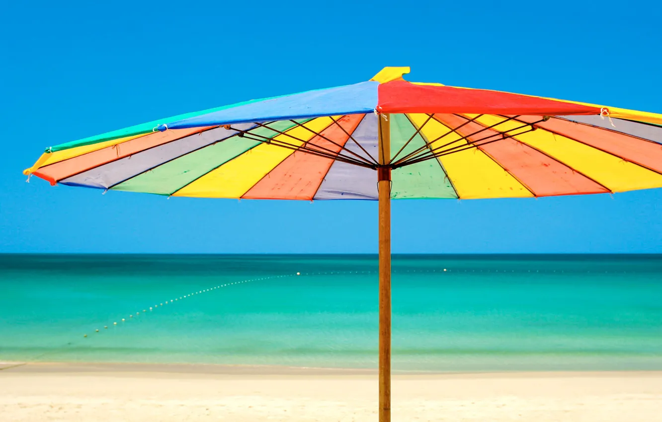 Photo wallpaper sea, beach, umbrella
