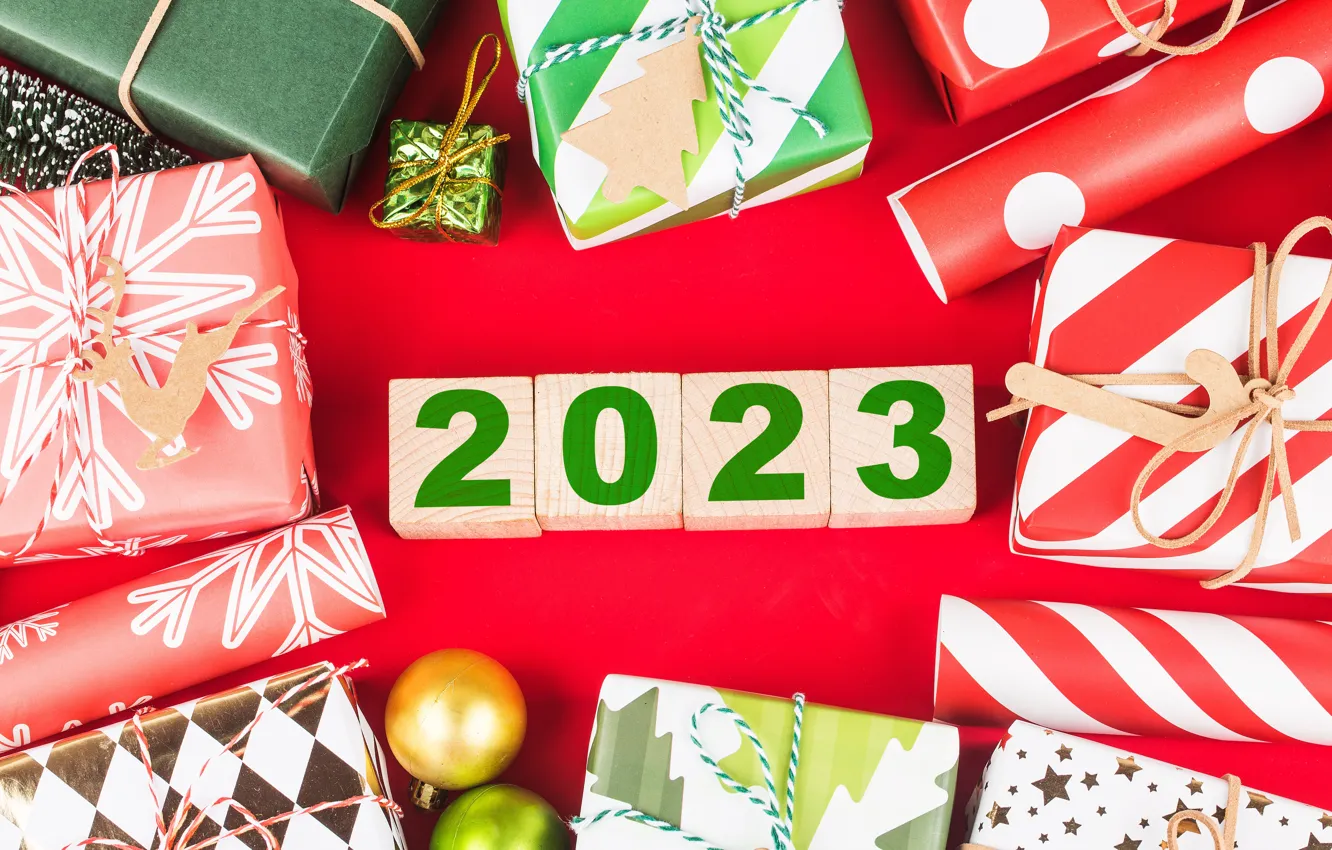 Photo wallpaper box, date, Christmas, 2023, gift, new year