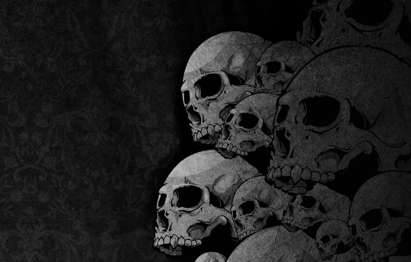 Photo wallpaper skulls, bones, drawing