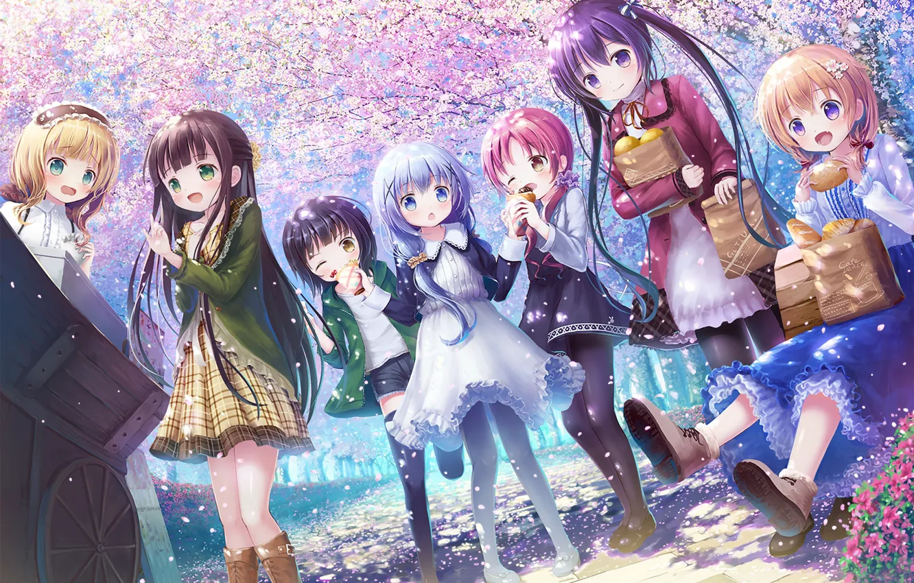 Photo wallpaper girls, spring, anime
