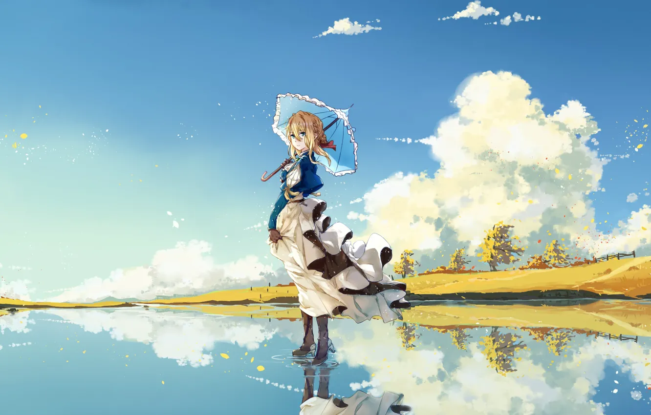 Photo wallpaper the sky, girl, landscape, Violet Evergarden