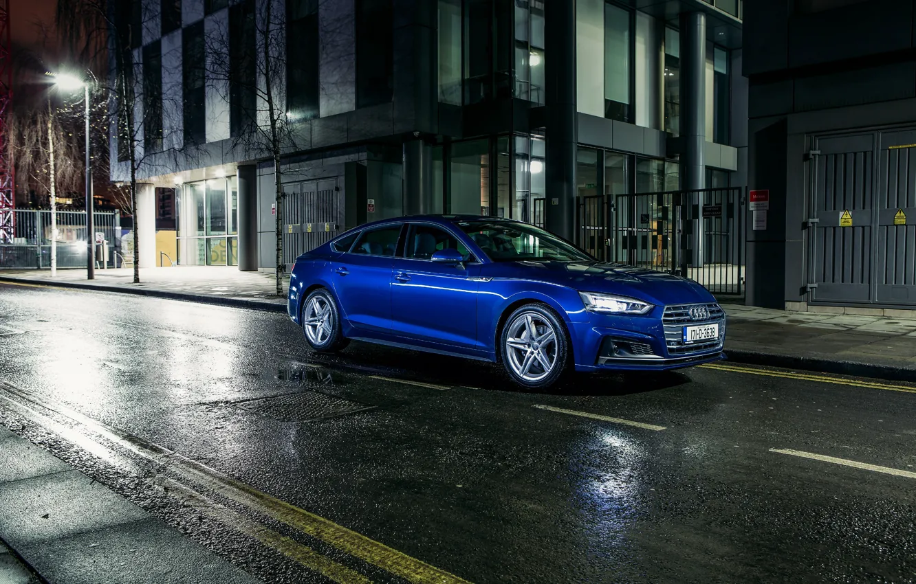 Photo wallpaper road, night, blue, Audi, Audi, street, TDI, quattro