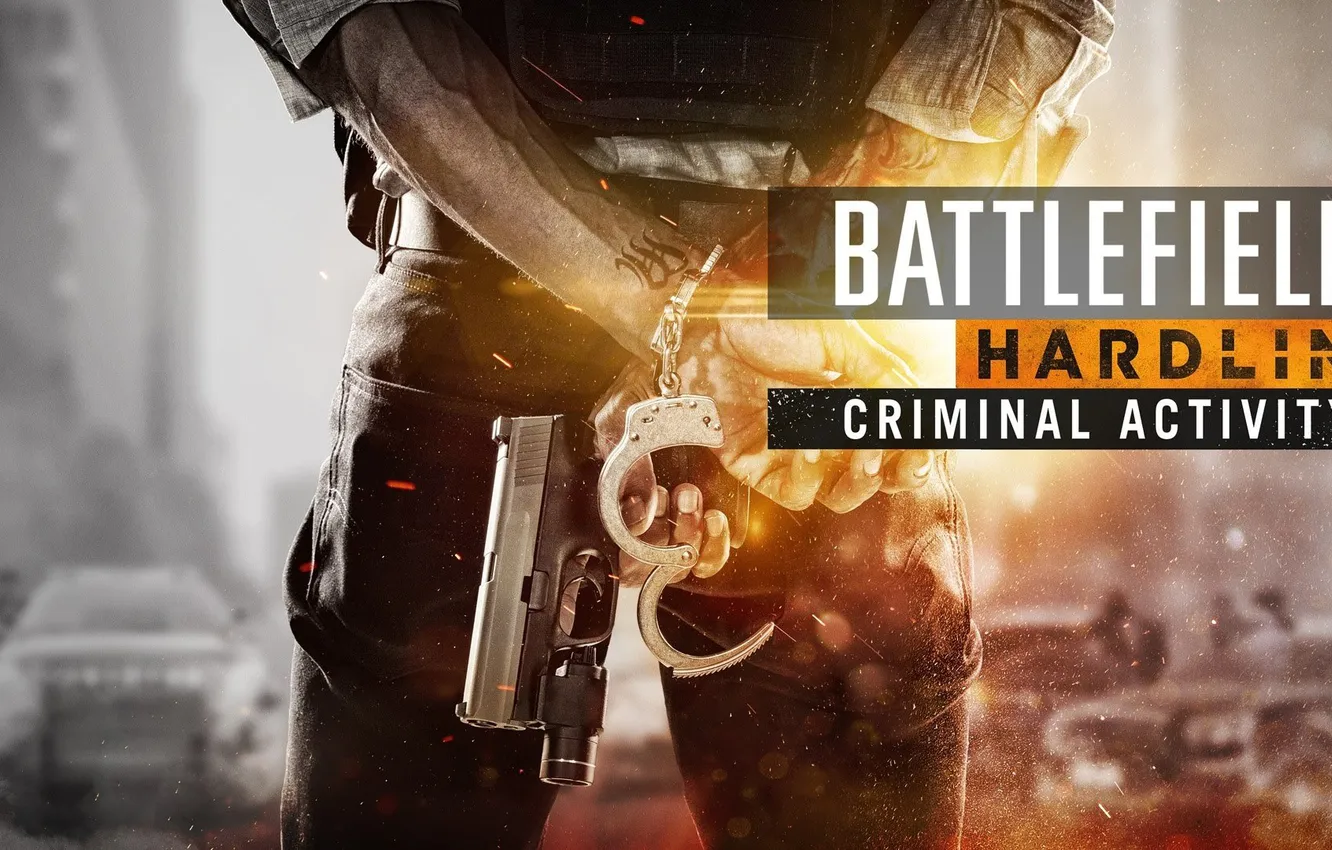 Photo wallpaper battlefield, gun, handcuffs, shackles