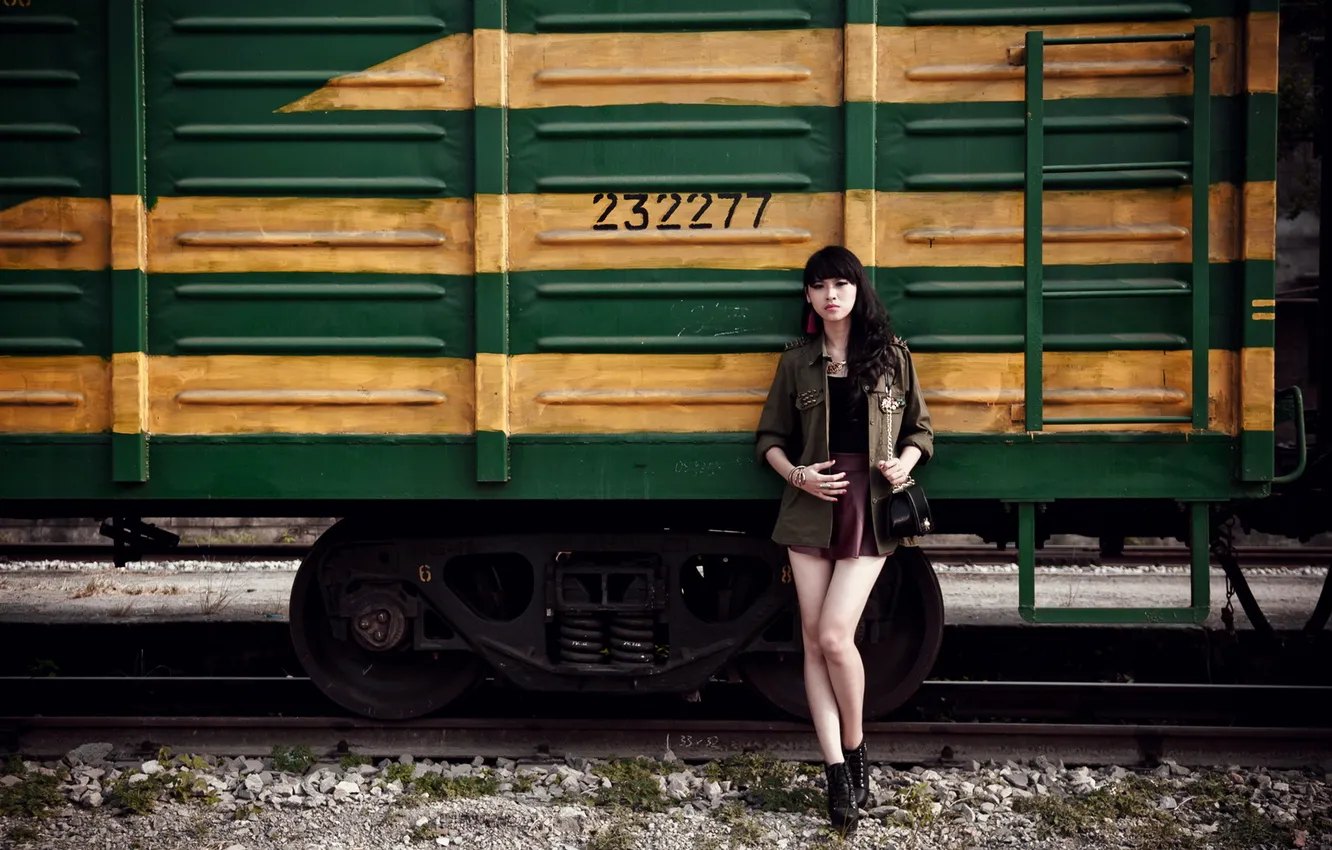 Photo wallpaper girl, background, Asian