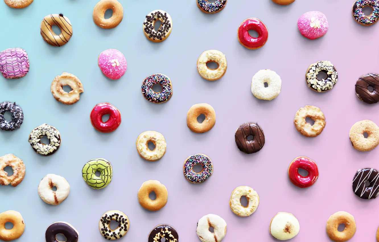 Photo wallpaper donuts, dessert, glaze, donut