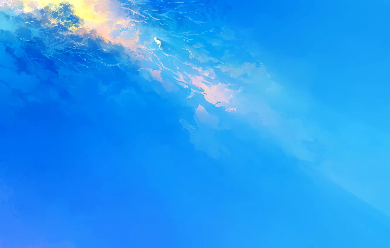 Photo wallpaper the sky, girl, light