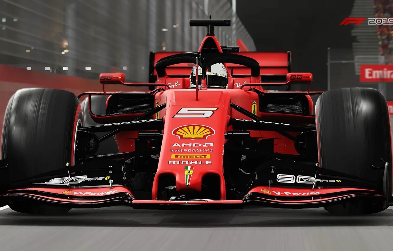 Photo wallpaper track, racing car, Ferrari SF90, F1 2019