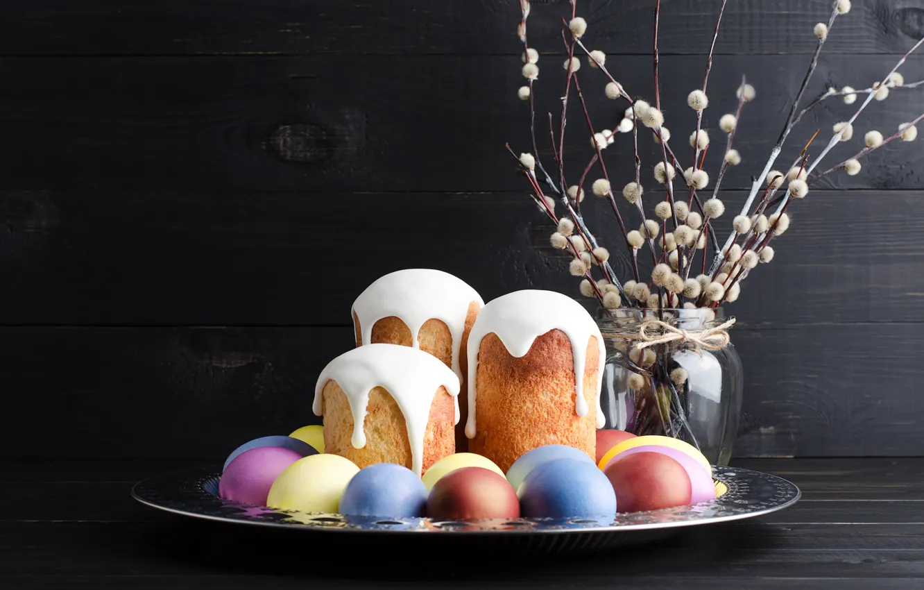 Photo wallpaper holiday, eggs, Easter, cake, Verba