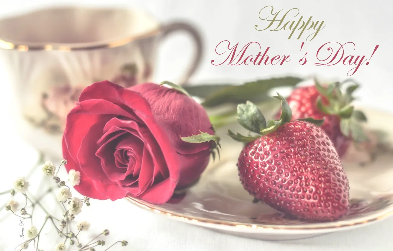 Photo wallpaper rose, strawberry, Mother's day