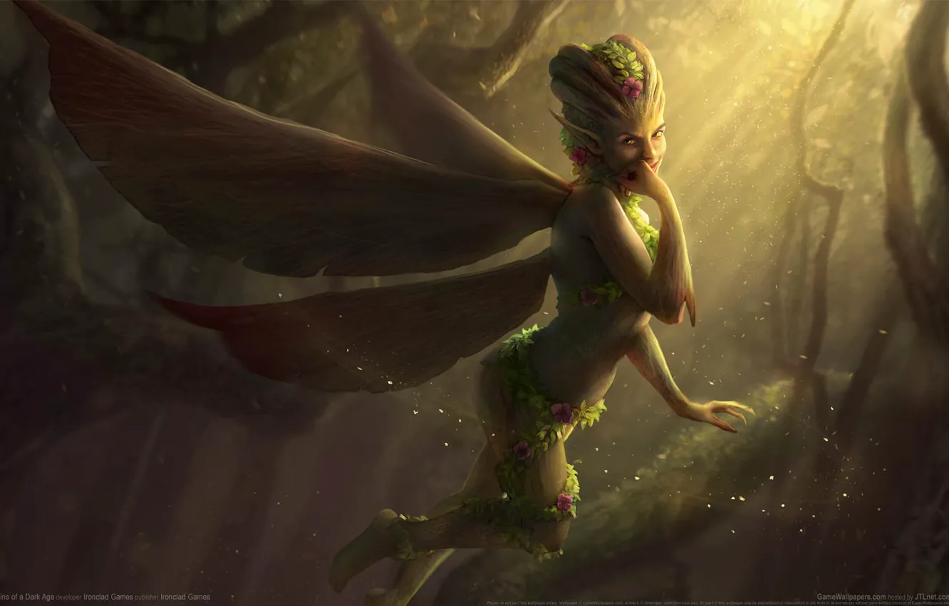 Photo wallpaper forest, girl, wings, the demon, game wallpapers, Sins of a Dark Age