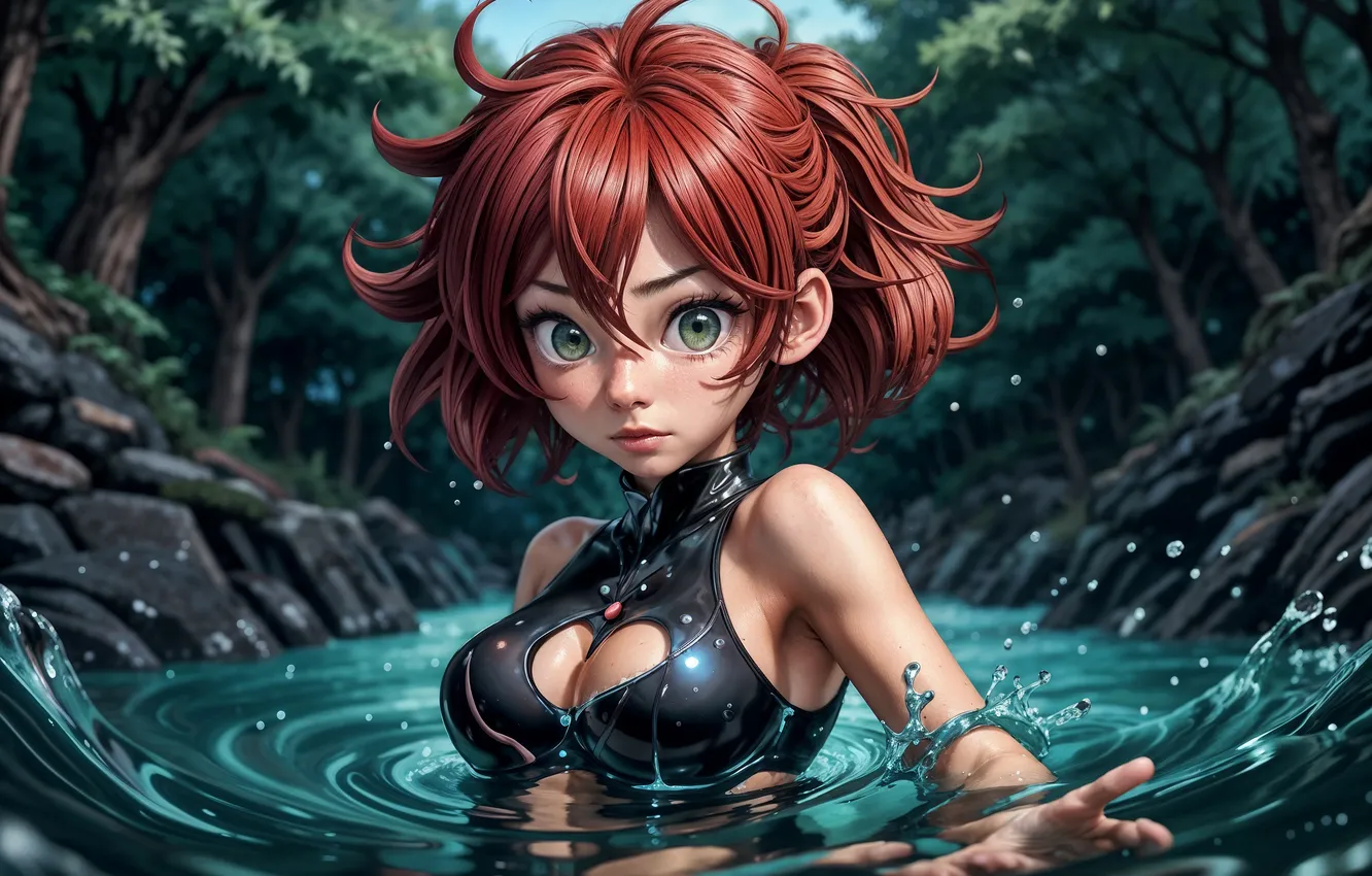 Photo wallpaper girl, sexy, art, splash, aiart, splash watert