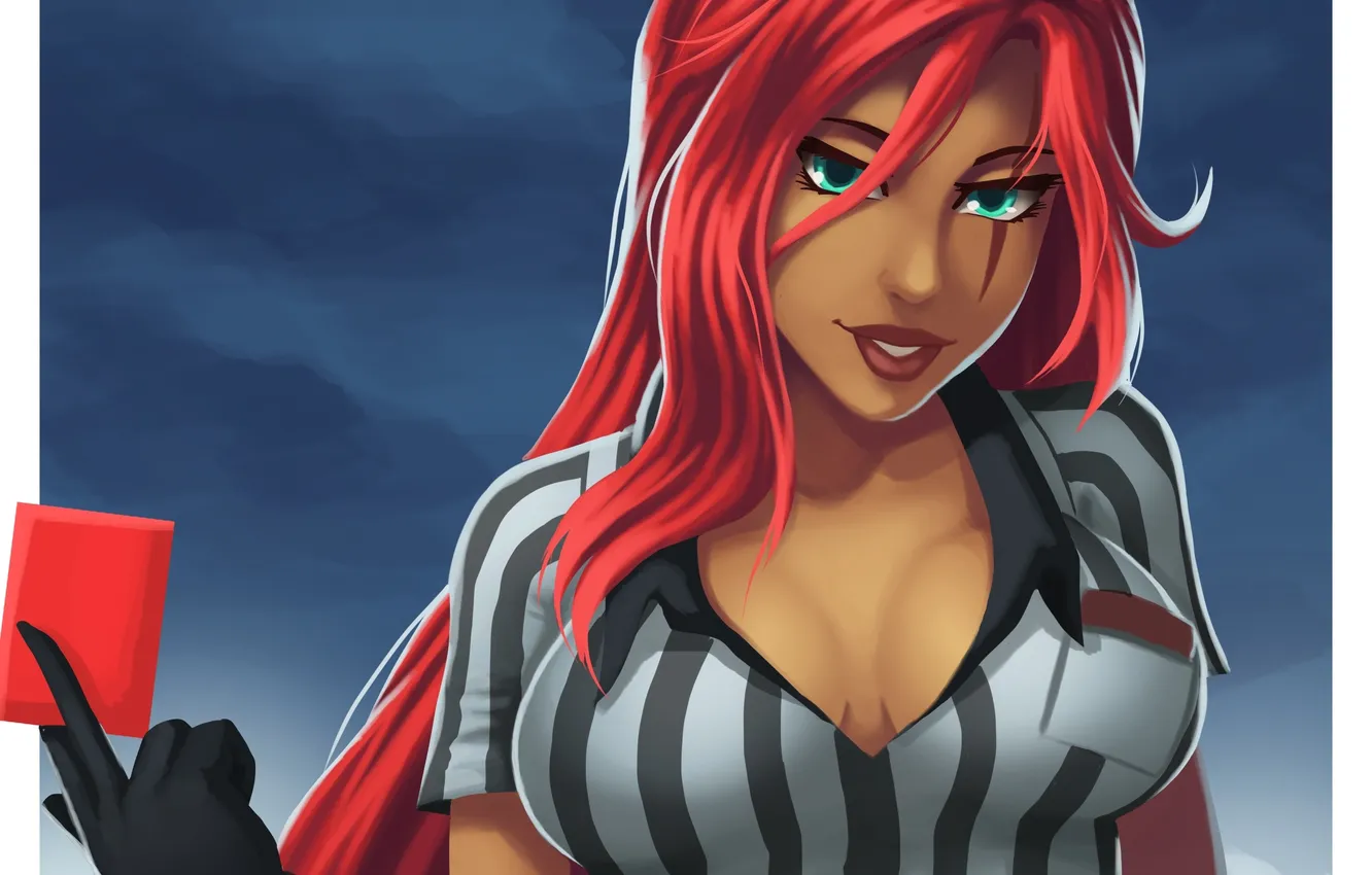 Photo wallpaper red, girl, Red card, the judge